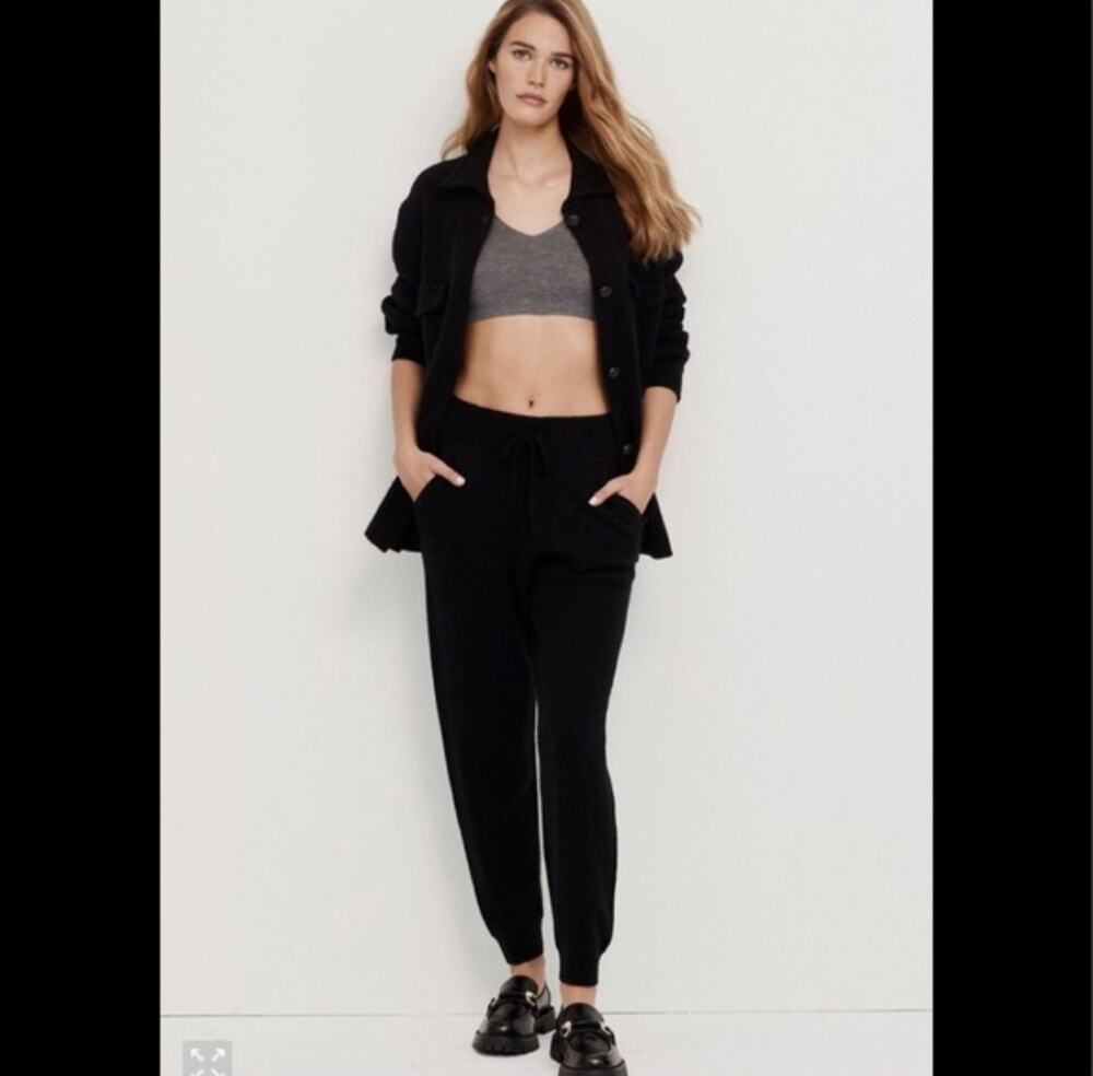 NakedCashmere Joggers Womens S Small Black Cashmere Drawstring Pull On Pants